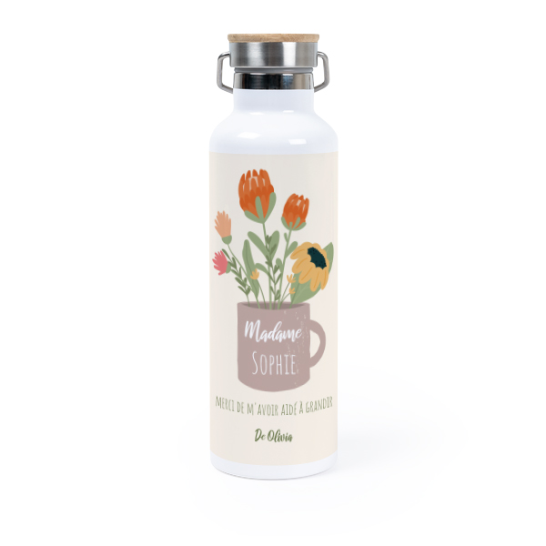 Bouteille isotherme 75 cl avec capuchon en bambou