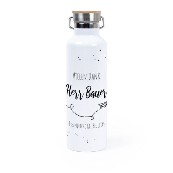 Thermosflasche mit Bambusdeckel (750 ml)