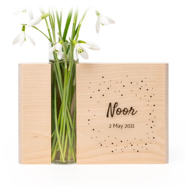 Vase avec support en bois