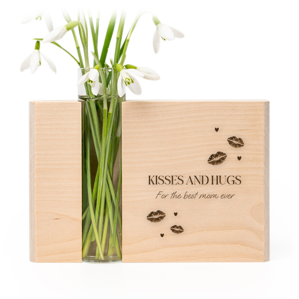 Vase avec support en bois