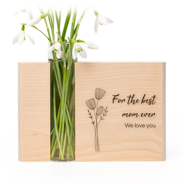 Vase avec support en bois