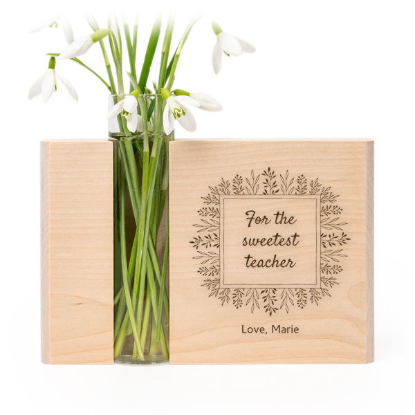 Vase avec support en bois