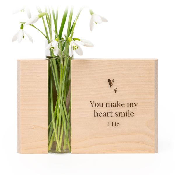 Vase avec support en bois