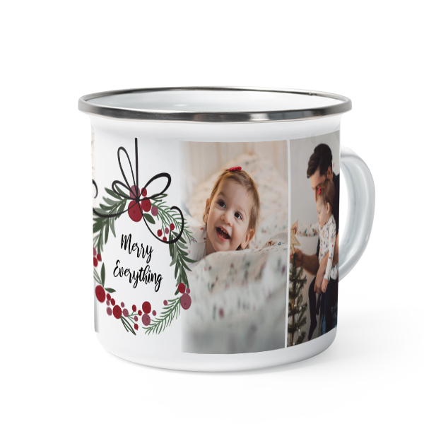 Emaille Tasse Weiss-metallic