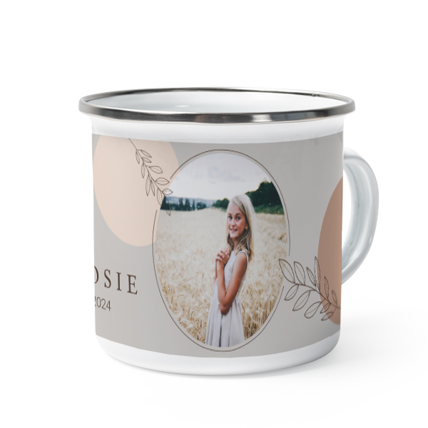 Emaille Tasse Weiss-metallic