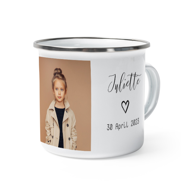 Emaille Tasse Weiss-metallic