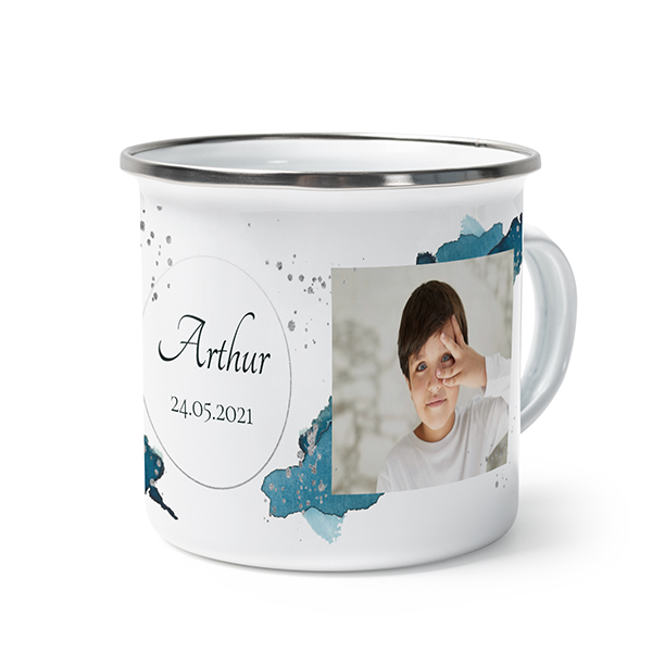 Mug émaillé bord alu