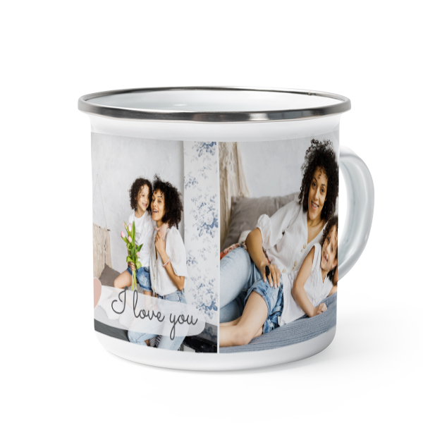 Emaille Tasse Weiss-metallic