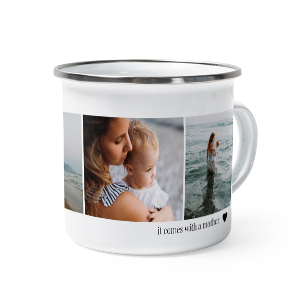 Emaille Tasse Weiss-metallic