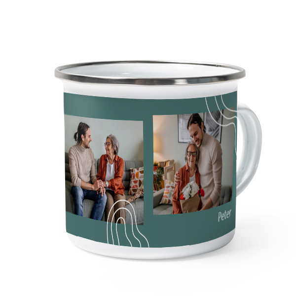 Emaille Tasse Weiss-metallic