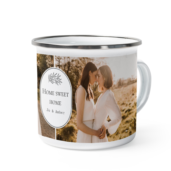 Emaille Tasse Weiss-metallic