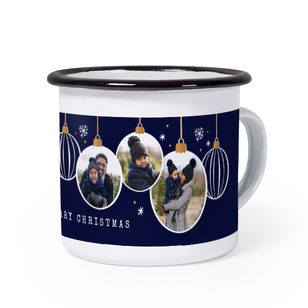 Emaille Tasse Weiss-schwarz