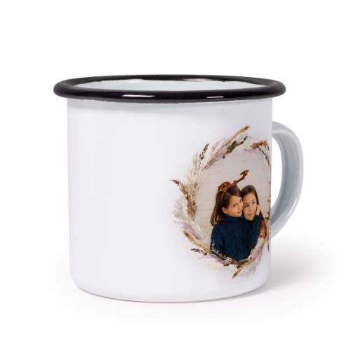 Emaille Tasse Weiss-schwarz