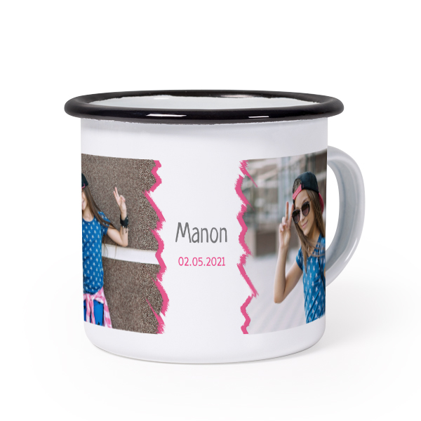 Mug émaillé bord noir