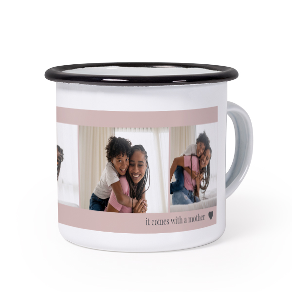 Emaille Tasse Weiss-schwarz Emaille Tasse Weiss-schwarz