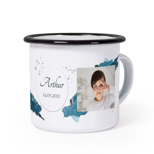 Mug émaillé bord noir
