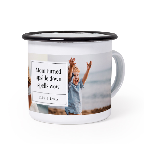 Emaille Tasse Weiss-schwarz Emaille Tasse Weiss-schwarz