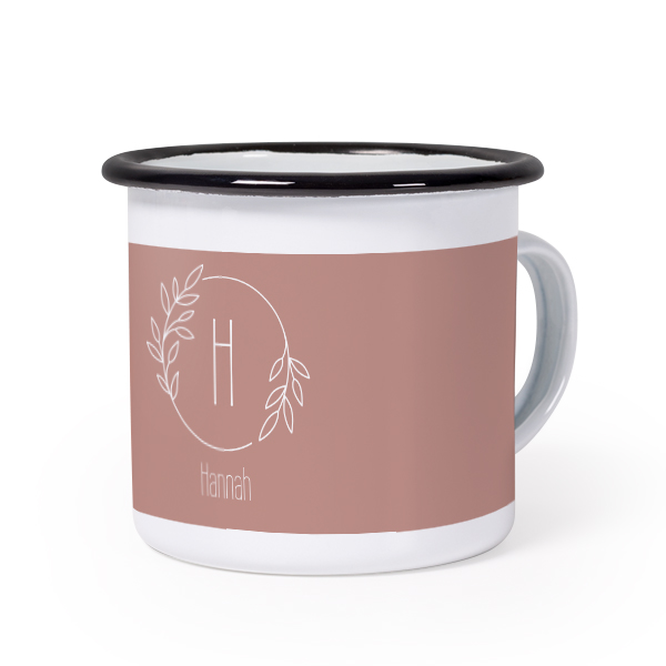 Emaille Tasse Weiss-schwarz Emaille Tasse Weiss-schwarz
