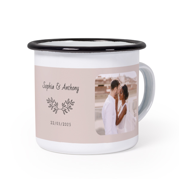 Emaille Tasse Weiss-schwarz