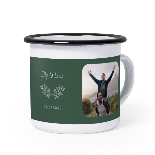 Emaille Tasse Weiss-schwarz