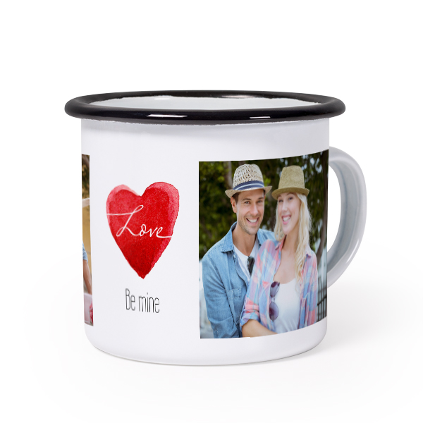 Emaille Tasse Weiss-schwarz