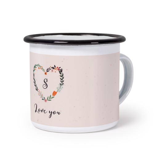 Emaille Tasse Weiss-schwarz Emaille Tasse Weiss-schwarz