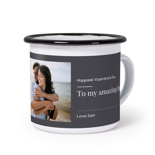 Emaille Tasse Weiss-schwarz