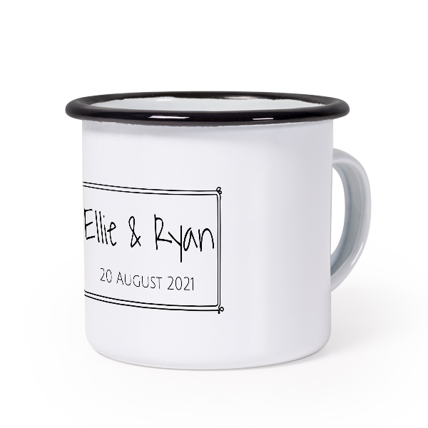 Emaille Tasse Weiss-schwarz Emaille Tasse Weiss-schwarz