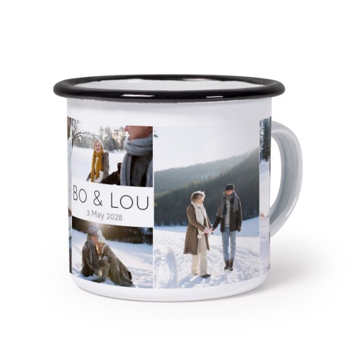 Emaille Tasse Weiss-schwarz Emaille Tasse Weiss-schwarz