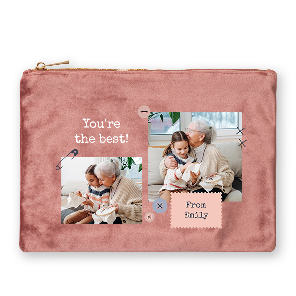 Grande trousse en velours rose