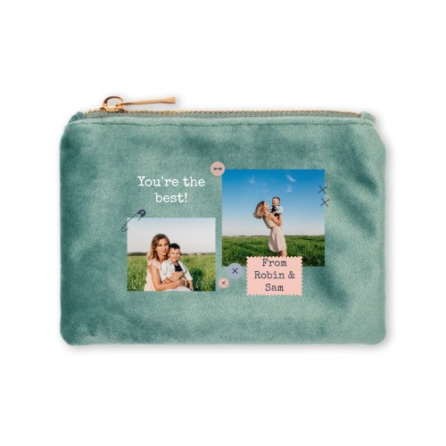 Petite trousse en velours verte