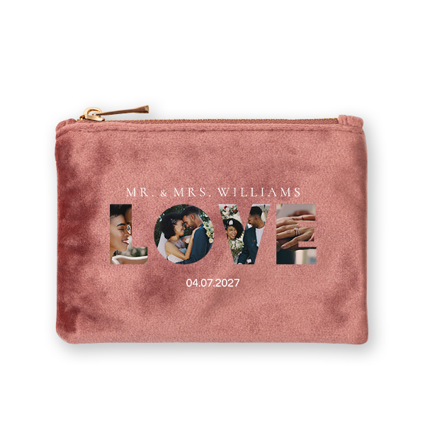 Petite trousse en velours rose