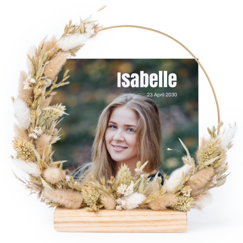 Dried flower wreath with 1 photo card