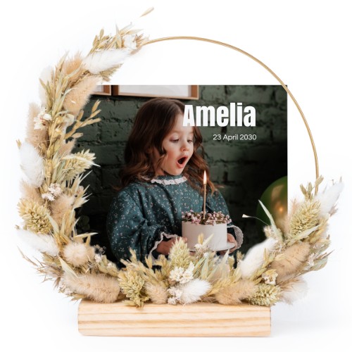 Dried flower wreath with 1 photo card