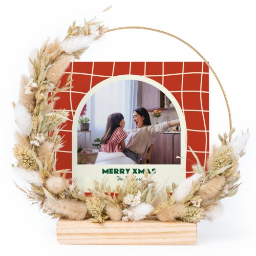 Krans med torkade blommor med 1 fotokort