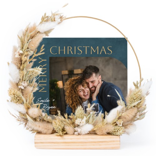 Tørret blomsterkrans med 1 fotokort Tørret blomsterkrans med 1 fotokort