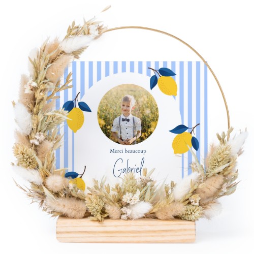 Couronne de fleurs sechées beige avec 1 carte