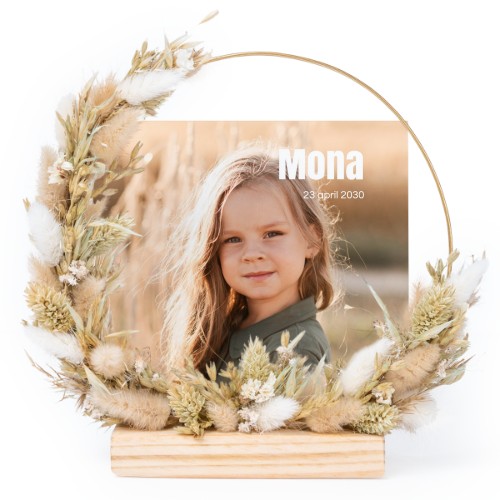 Tørret blomsterkrans med 1 fotokort Tørret blomsterkrans med 1 fotokort