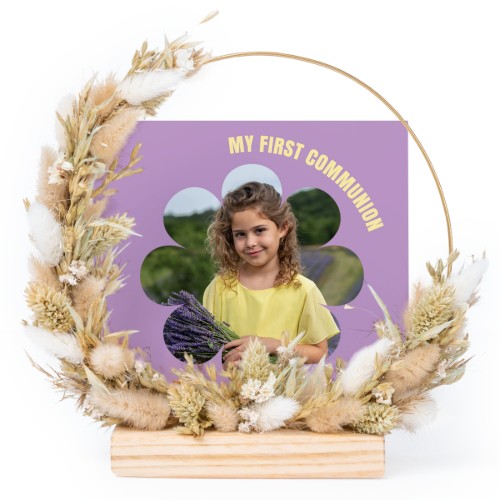Dried flower wreath beige with 1 photo card
