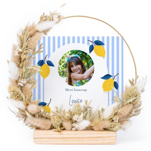 Couronne de fleurs sechées beige avec 1 carte