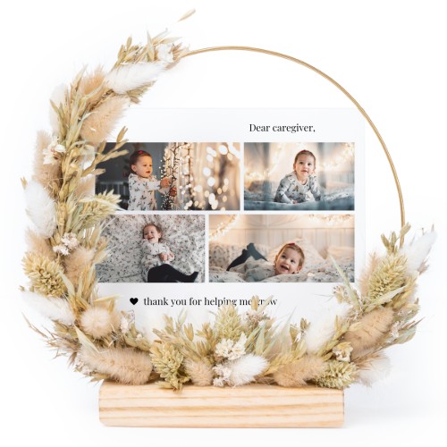 Gedroogde bloemenkrans met 1 fotokaart