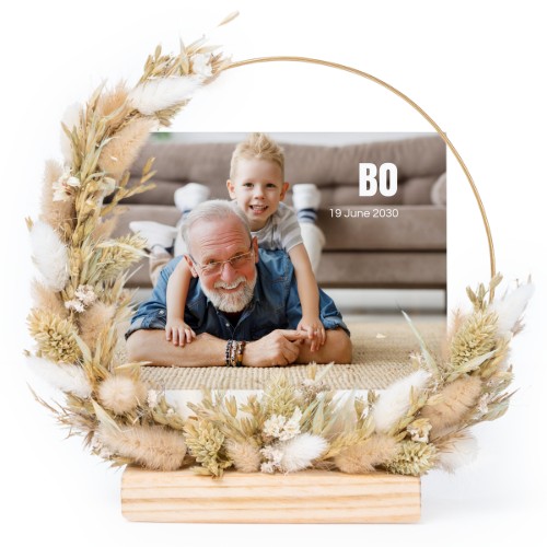 Krans med torkade blommor med 1 fotokort Krans med torkade blommor med 1 fotokort