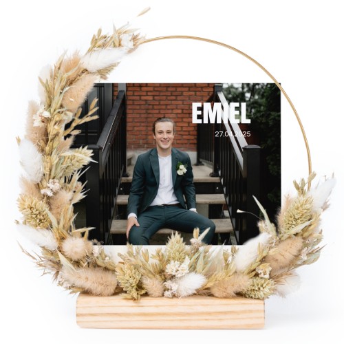 Couronne de fleurs sechées avec 1 carte