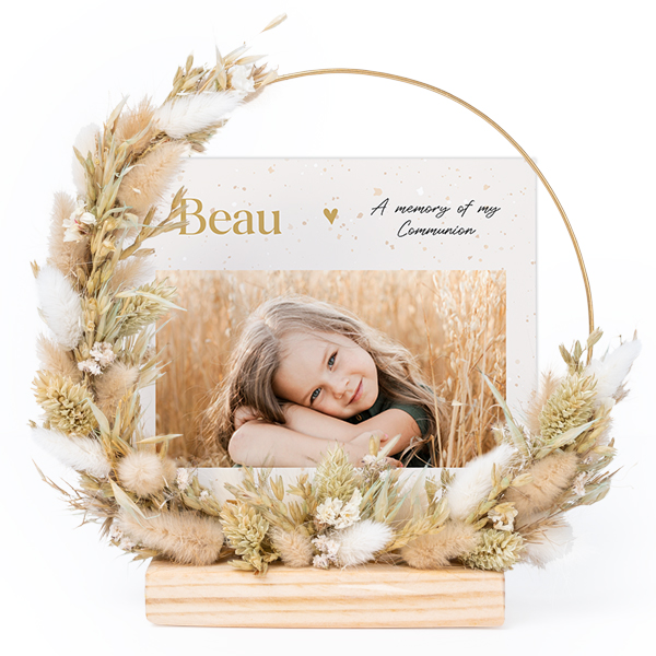 Dried flower wreath with 1 photo card Dried flower wreath with 1 photo card
