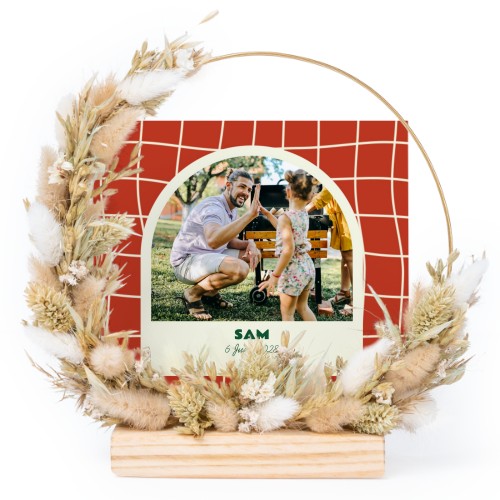 Trockenblumenkranz mit einer Karte