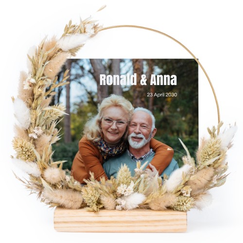 Krans med torkade blommor med 1 fotokort Krans med torkade blommor med 1 fotokort