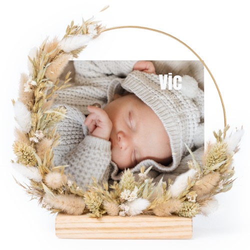 Tørret blomsterkrans med 13 fotokort