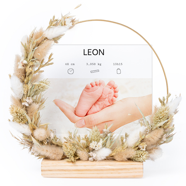 Dried flower wreath with 13 photo cards Dried flower wreath with 13 photo cards