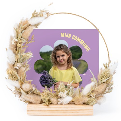 Gedroogde bloemenkrans beige met 13 fotokaarten