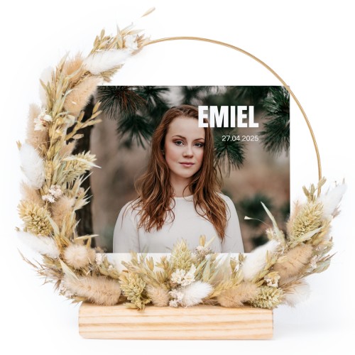 Krans met gedroogde bloemen en 13 fotokaarten